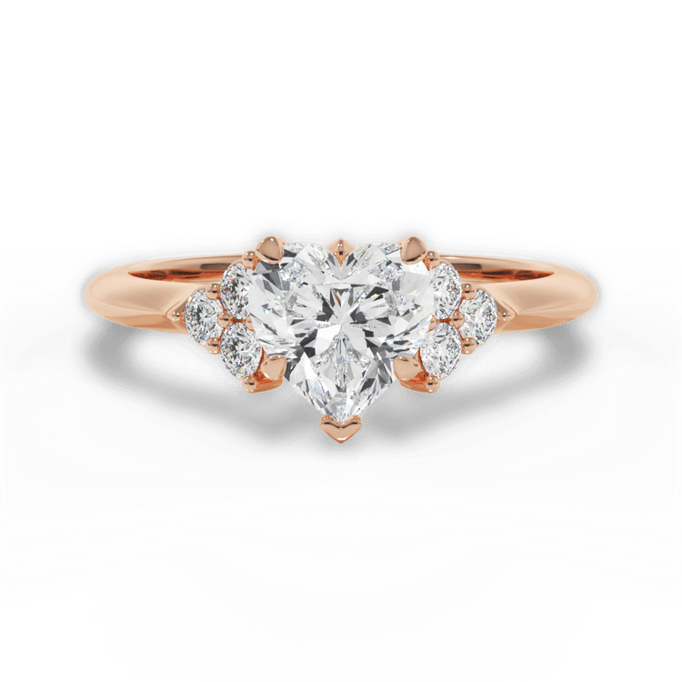 The Dalia Heart Shaped 18kt Rose Gold Cluster Sidestone Diamond Engagement Ring
