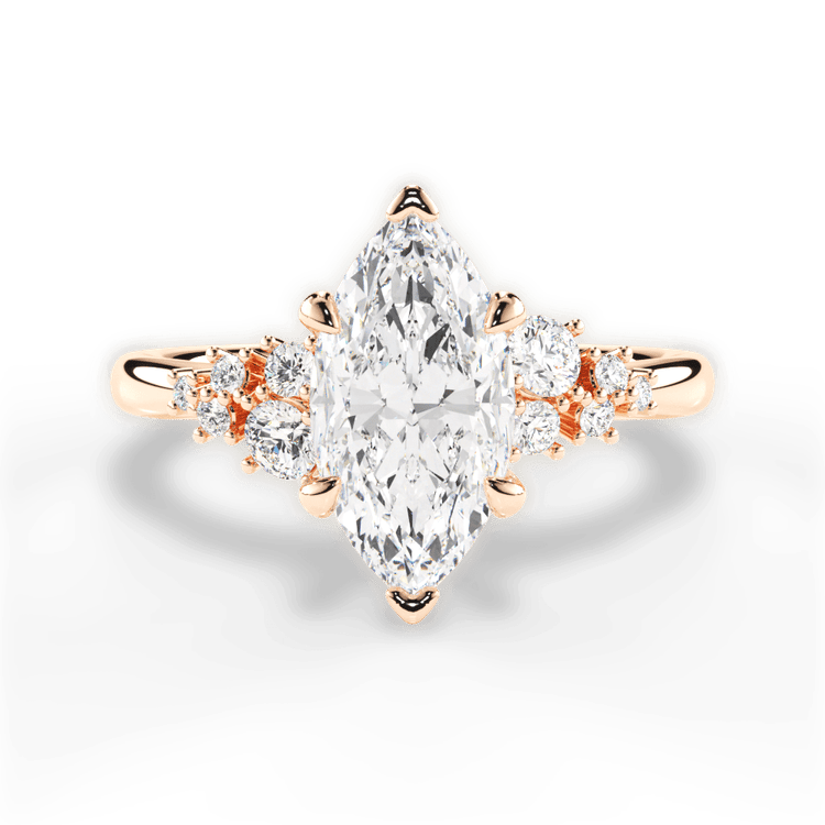 The Isadora Marquise Cut 18kt Rose Gold Cluster Sidestone Diamond Engagement Ring