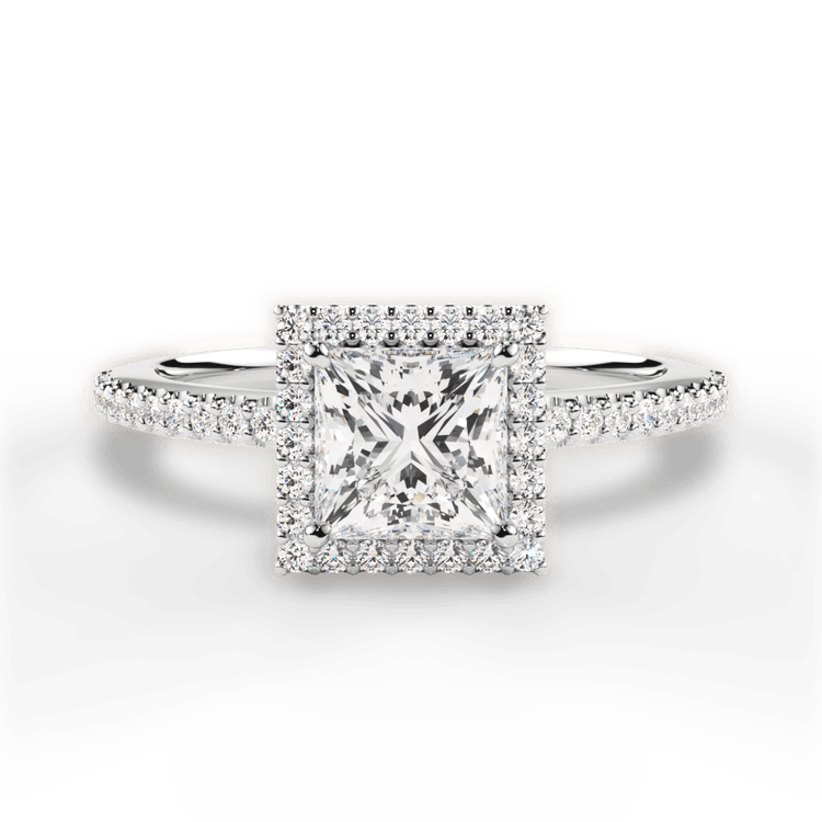 The Onesty Pear Shaped Platinum French-Set Halo Diamond Gallery Engagement Ring