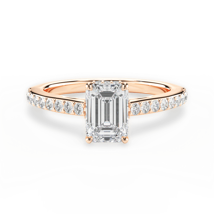 The Suri Emerald Cut 18kt Rose Gold Hidden Halo Diamond Engagement Ring