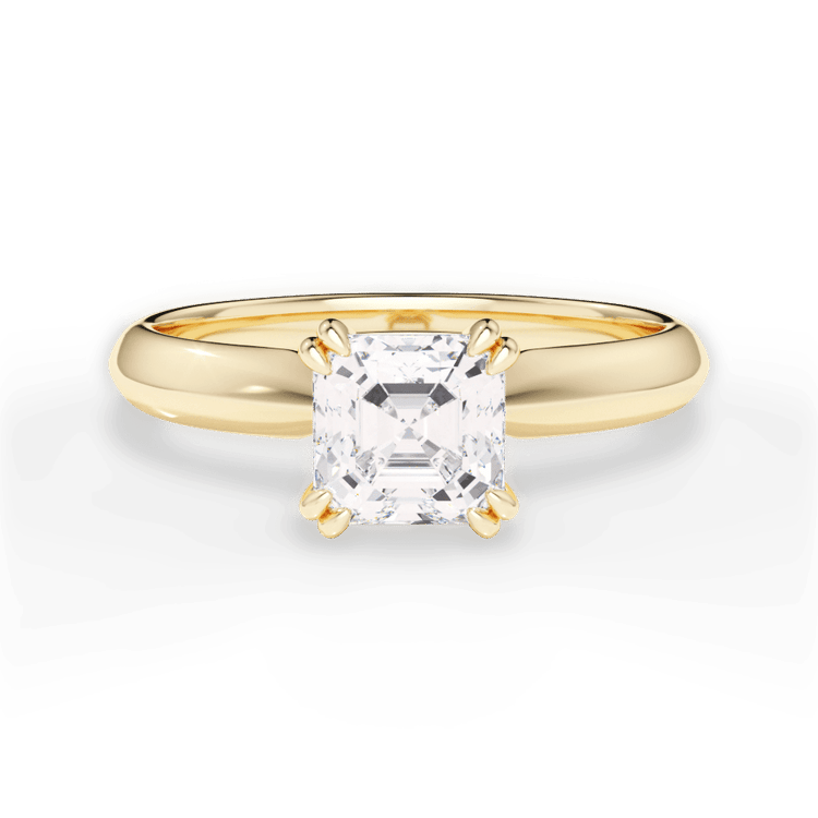The Romie Asscher Cut 18kt Yellow Gold Solitaire Knife-Edge Tulip Engagement Ring