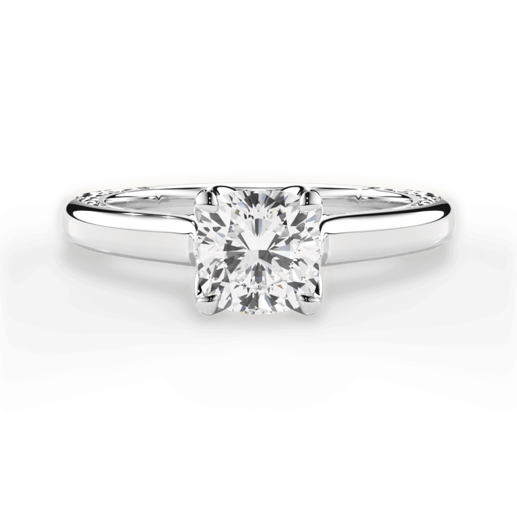 The Kenzie Cushion Cut Platinum Solitaire Diamond Braided Engagement Ring