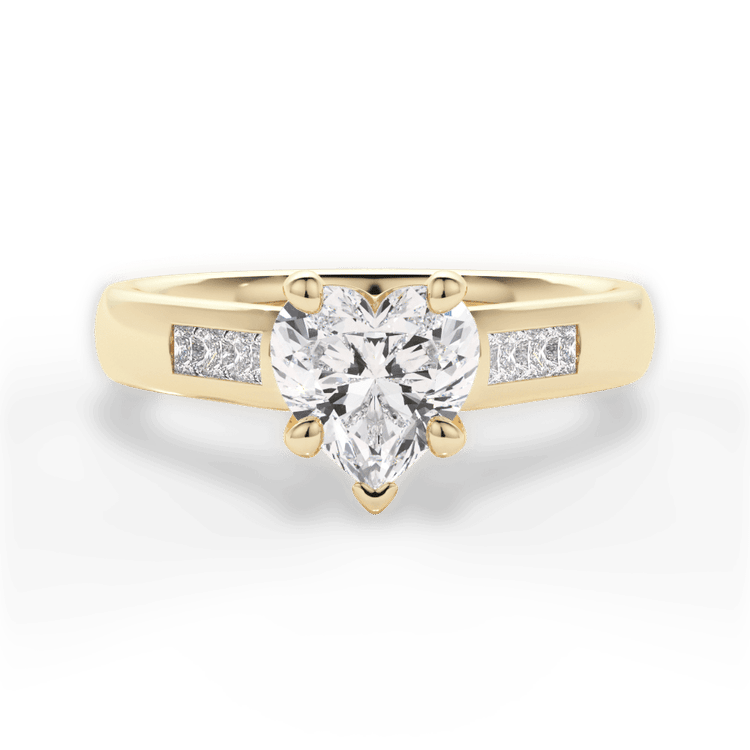 The Valentina Heart Shaped 18kt Yellow Gold Solitaire Channel-Set Diamond Band Engagement Ring
