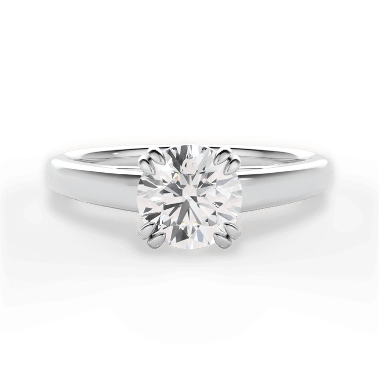 The Kendra Round Cut Platinum Solitaire Cathedral Tulip Engagement Ring