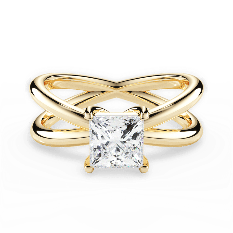The Ciara Pear Shaped 18kt Yellow Gold Split Double Band Solitaire Engagement Ring