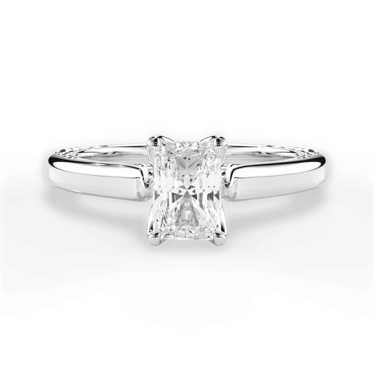 The Kenzie Radiant Cut Platinum Solitaire Diamond Braided Engagement Ring