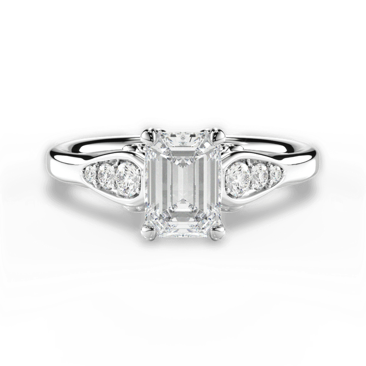 The Sloan Emerald Cut Platinum Graduating Diamond Sidestone Engagement Ring