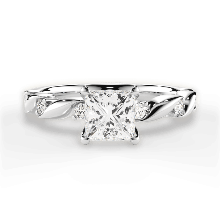 The Zariah Pear Shaped Platinum Coil Twist Diamond Engagement Ring
