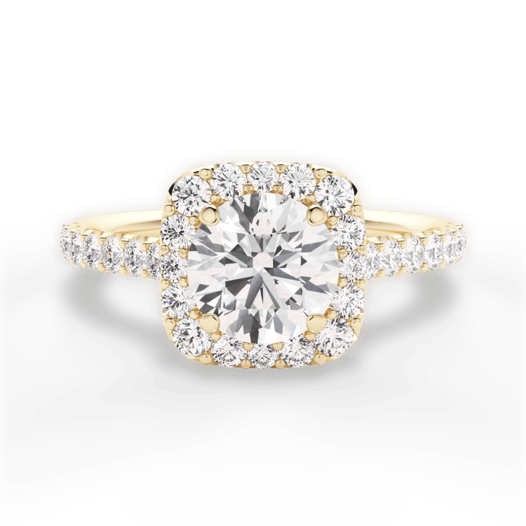 The Aria Round Cut 18kt Yellow Gold Halo Diamond Engagement Ring