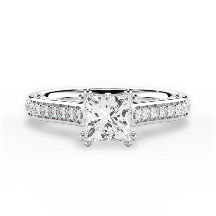 The Gloria Pear Shaped Platinum Pavé Double-Prong Engagement Ring