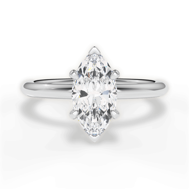 The Stella Marquise Cut Platinum Classic Solitaire Engagement Ring with Hidden Halo