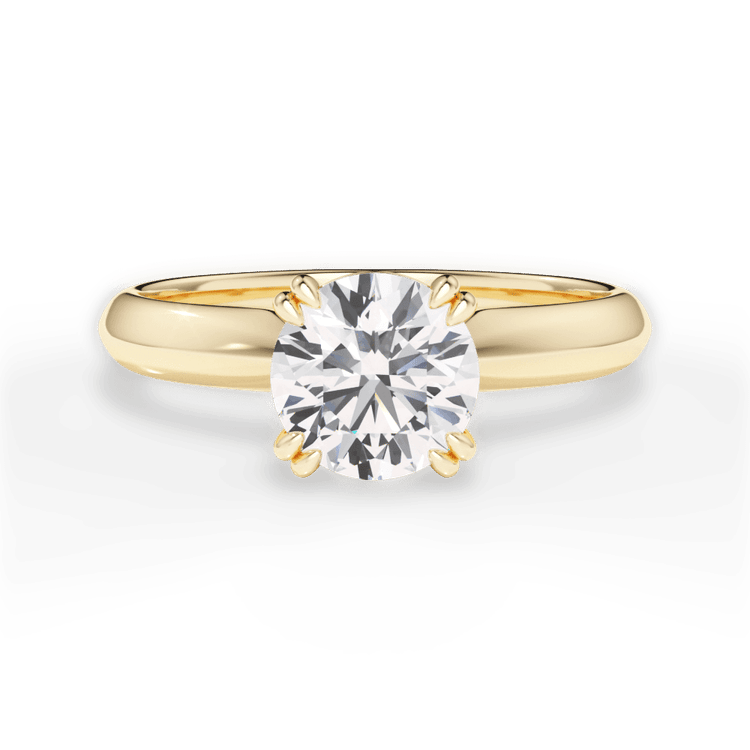 The Romie Round Cut 18kt Yellow Gold Solitaire Knife-Edge Tulip Engagement Ring