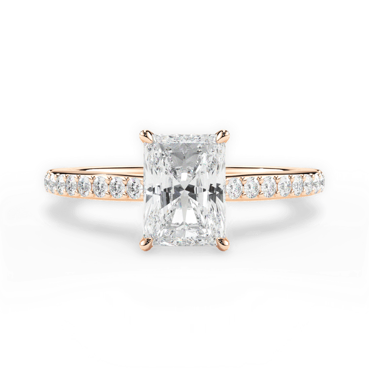 The Suri Radiant Cut 18kt Rose Gold Hidden Halo Diamond Engagement Ring