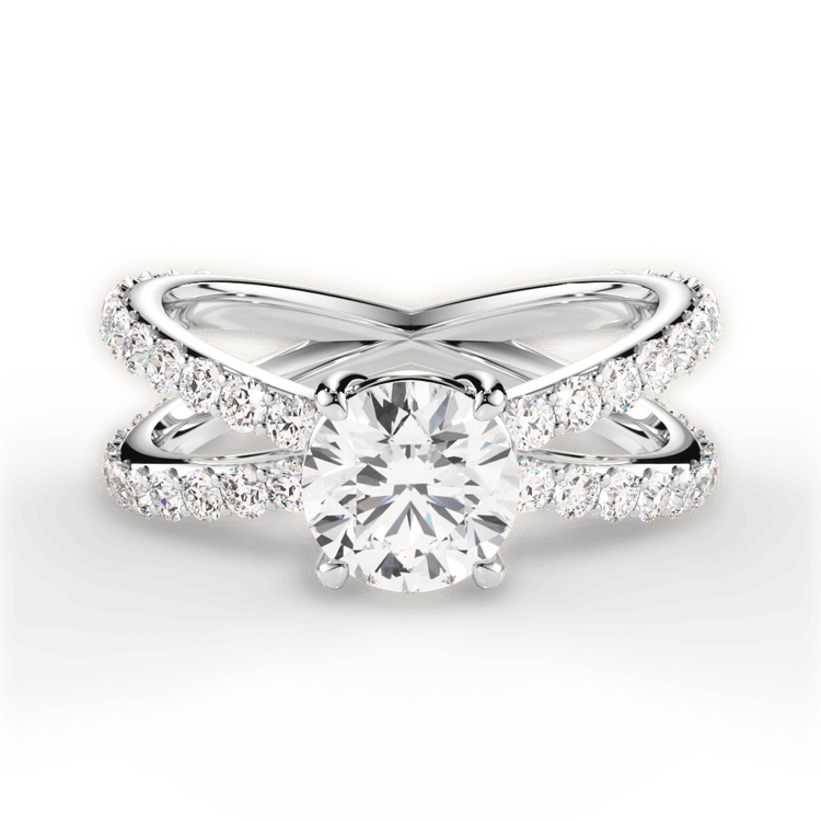 The Nora Round Cut Platinum Open Band Diamond Engagement Ring