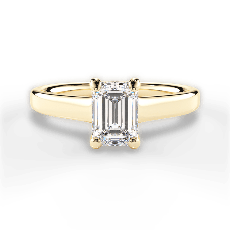 The Lily Emerald Cut 18kt Yellow Gold Solitaire Tulip Cathedral Engagement Ring