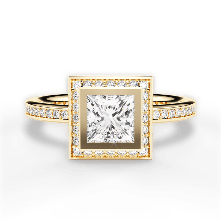 The Ritani Endless Love Pear Shaped 18kt Yellow Gold Round Vintage Halo Micropavé Diamond Band Engagement Ring