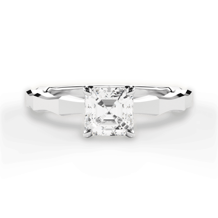 The Maddie Asscher Cut Platinum Octagon Solitaire Engagement Ring