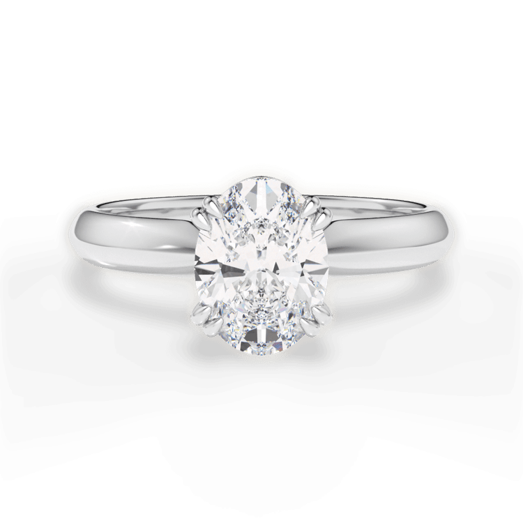 The Tallulah Oval Cut Platinum Solitaire Knife-Edge Tulip Engagement Ring