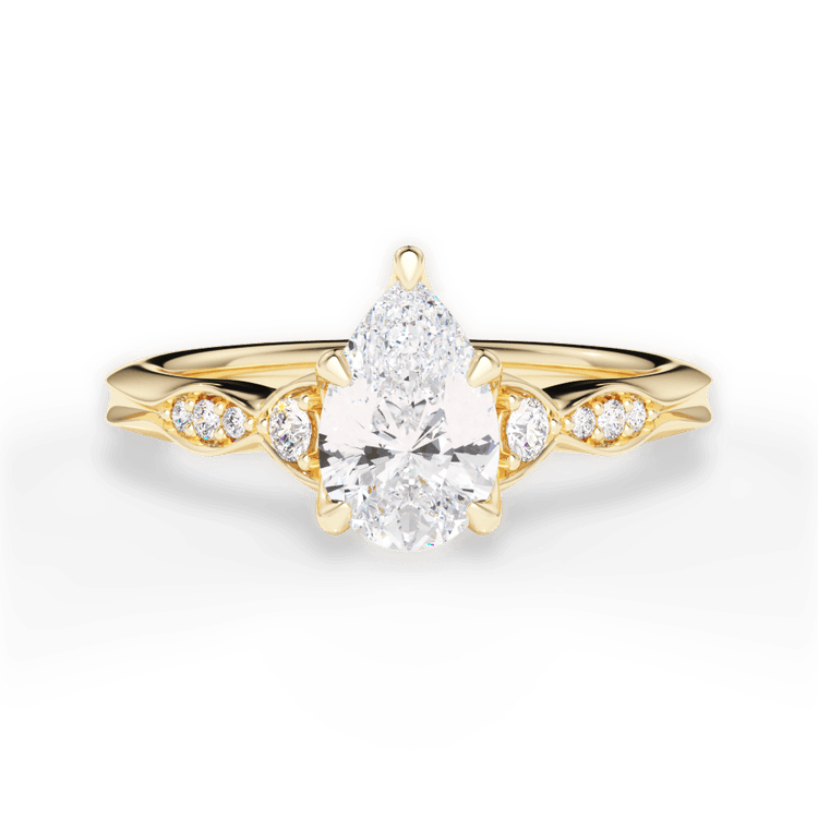 The Alida Princess Cut 18kt Yellow Gold Vintage Diamond Accent Engagement Ring