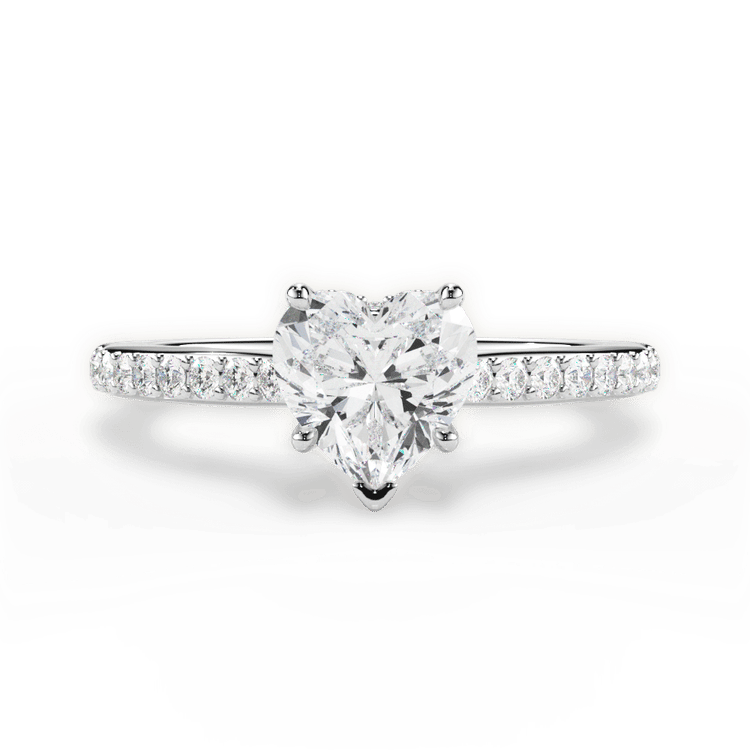 The Suri Heart Shaped 14kt White Gold Hidden Halo Diamond Engagement Ring