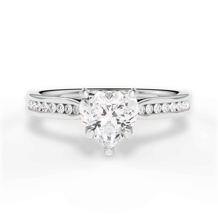 The Imani Heart Shaped Platinum Channel-Set Diamond Engagement Ring