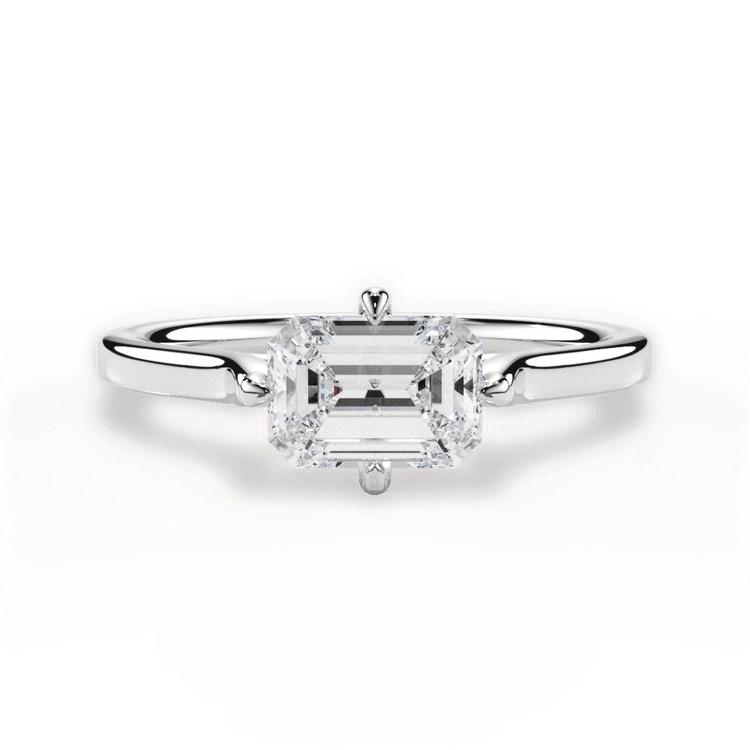 The Kat Emerald Cut Platinum Kite-Set Solitaire Engagement Ring