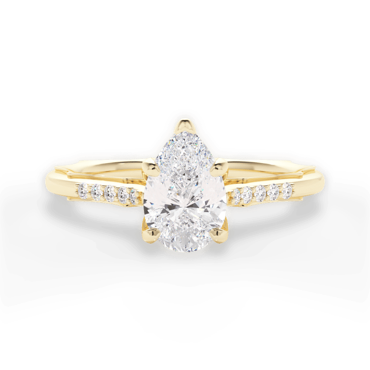 The Stephie Princess Cut 18kt Yellow Gold Modern French-Set Band Diamond Engagement Ring