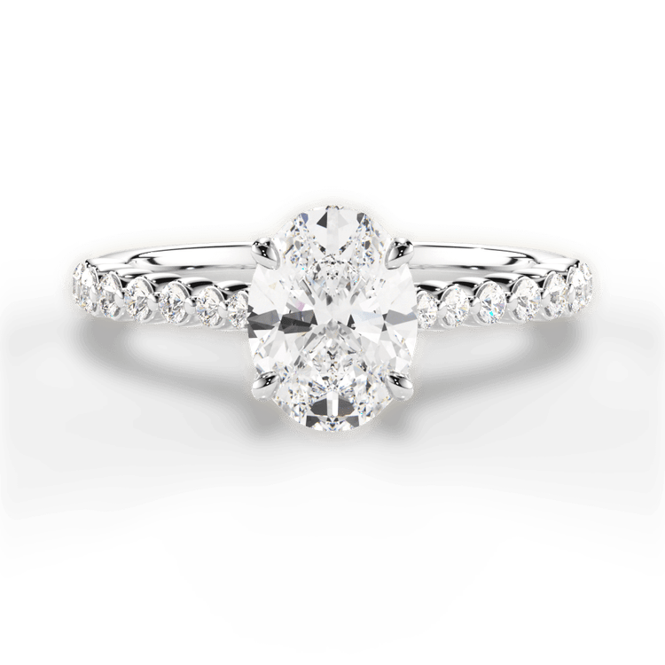 The Mikaela Oval Cut Platinum Floating Diamond Engagement Ring