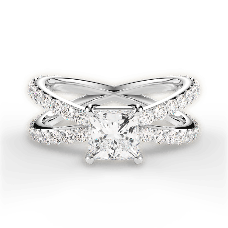 The Nora Pear Shaped Platinum Open Band Diamond Engagement Ring