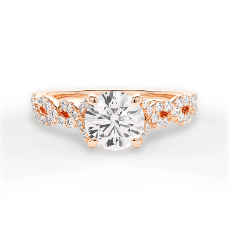 The Aurora Round Cut 18kt Rose Gold Diamond Twist Engagement Ring