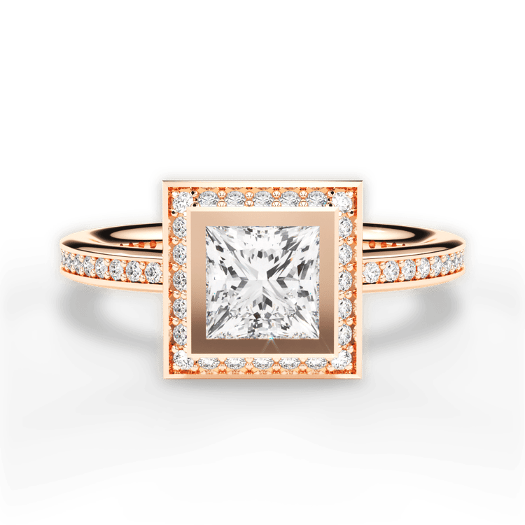 The Ritani Endless Love Pear Shaped 18kt Rose Gold Round Vintage Halo Micropavé Diamond Band Engagement Ring