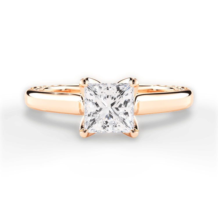 The Kenzie Princess Shaped 18kt Rose Gold Solitaire Diamond Braided Engagement Ring