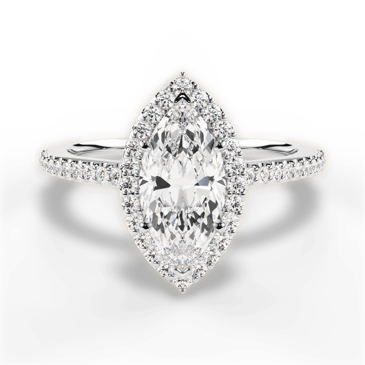 The Onesty Marquise Cut Platinum French-Set Halo Diamond Gallery Engagement Ring