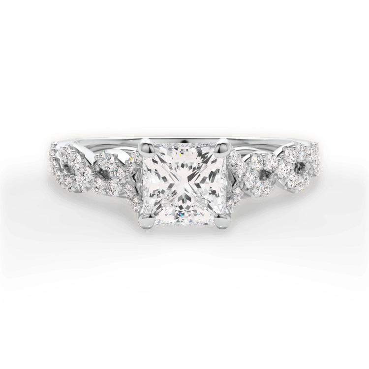 The Aurora Pear Shaped Platinum Diamond Twist Engagement Ring