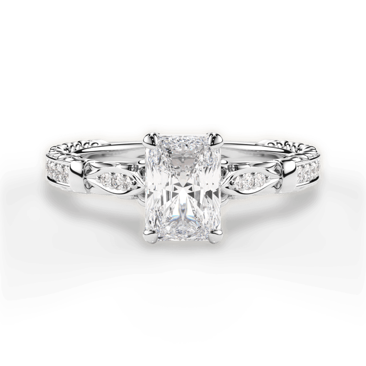 The Jolie Radiant Cut Platinum Braided Scroll Engagement Ring