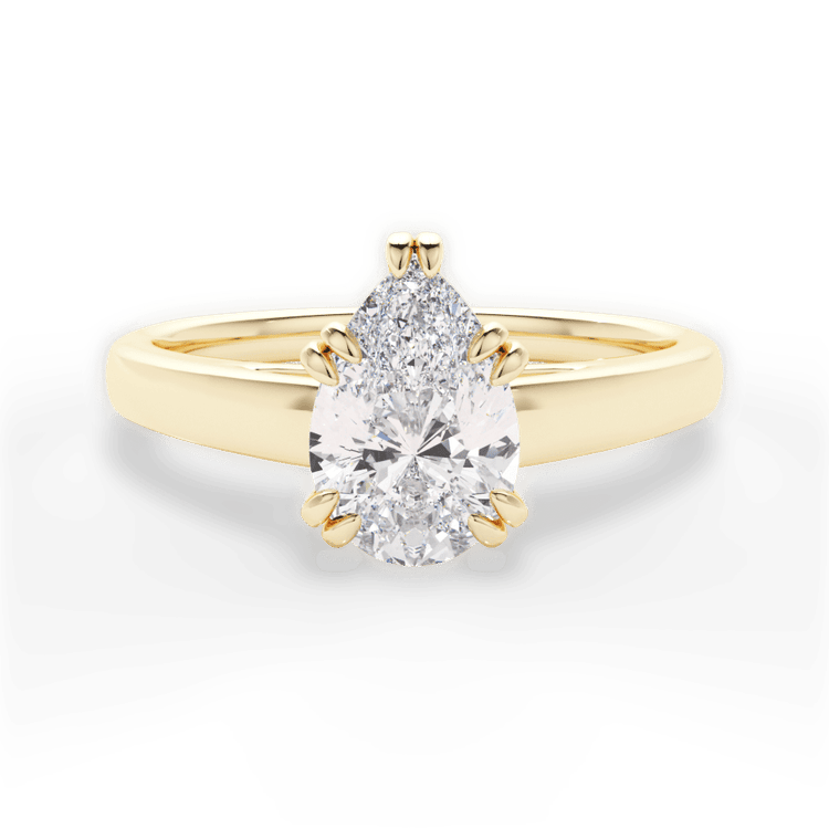 The Brooke Princess Cut 18kt Yellow Gold Solitaire Cathedral Tulip Engagement Ring