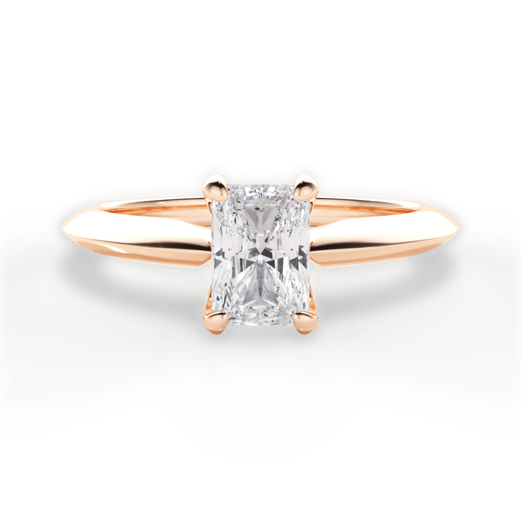 The Kora Radiant Cut 18kt Rose Gold Solitaire Knife-Edge Engagement Ring