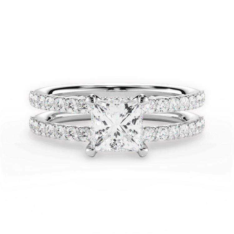 The Astra Pear Shaped Platinum Double Row Diamond Engagement Ring