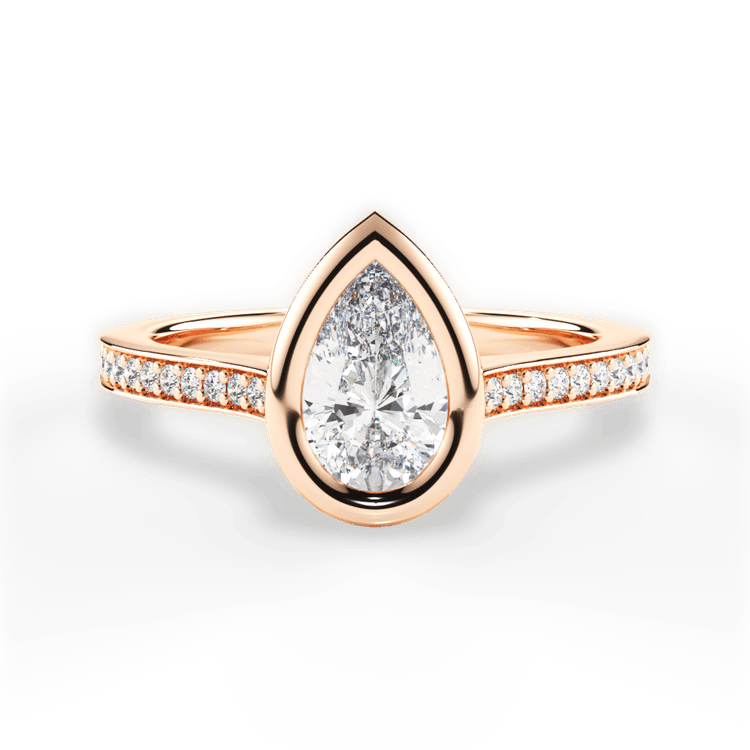 The Tyler Princess Cut 18kt Rose Gold Bezel-Set Pavé Diamond Band Engagement Ring