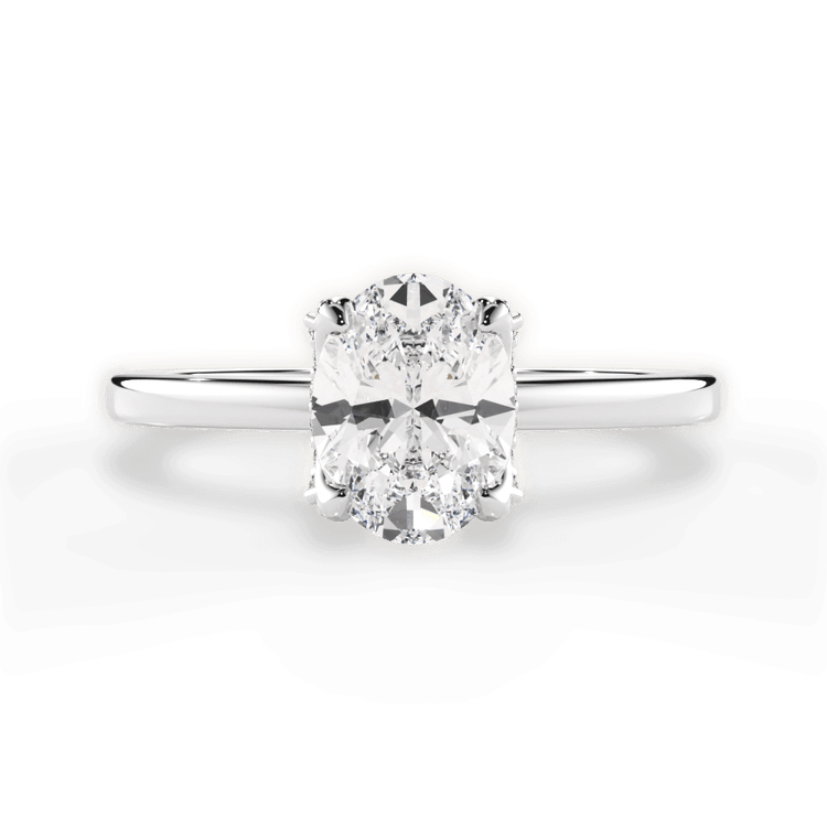 The Amara Oval Cut Platinum Diamond Collar Solitaire Engagement Ring