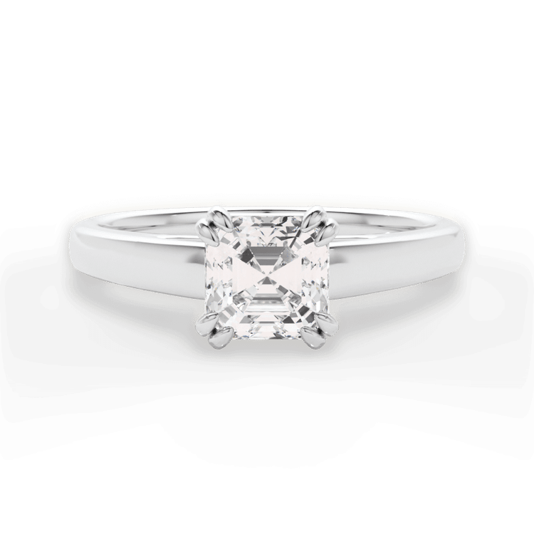 The Kendra Asscher Cut Platinum Solitaire Cathedral Tulip Engagement Ring