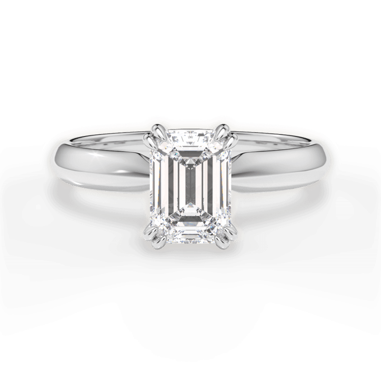The Tallulah Emerald Cut Platinum Solitaire Knife-Edge Tulip Engagement Ring