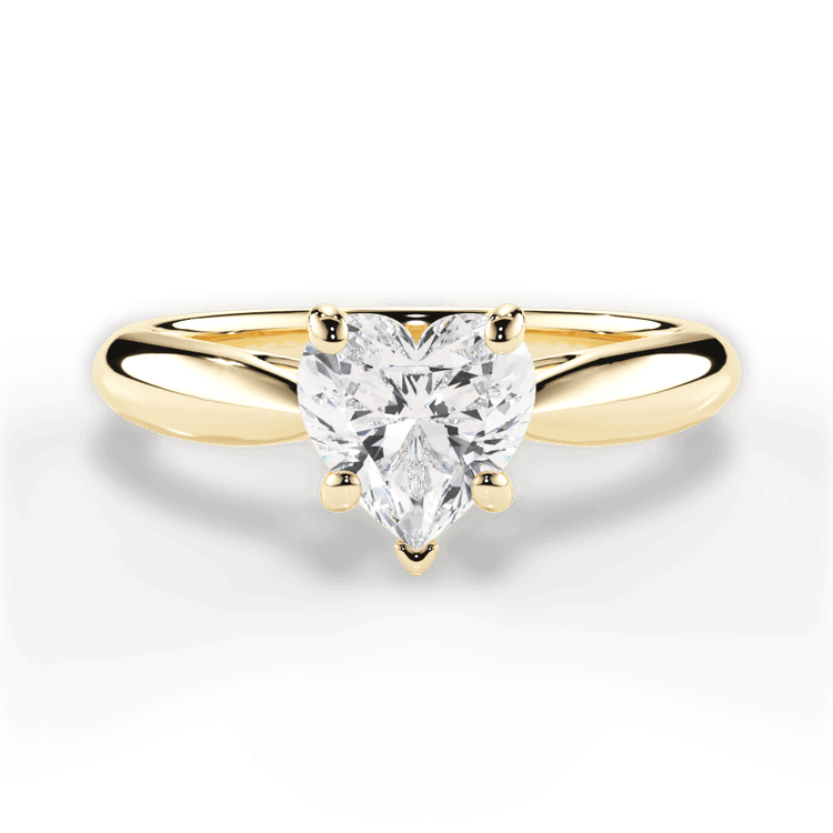 The Sadie Heart Shaped 18kt Yellow Gold Tapered Cathedral Solitaire Engagement Ring