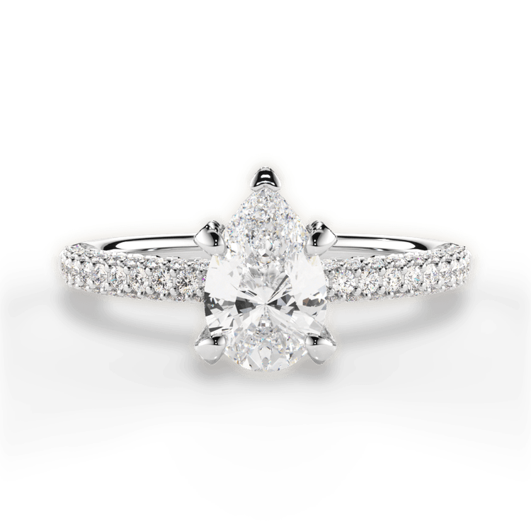 The Kenna Princess Cut Platinum Three Row Diamond Prong Engagement Ring