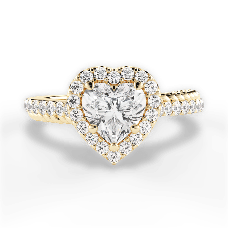 The Xiomara Heart Shaped 18kt Yellow Gold Two-Sided Split Diamond Engagement Ring