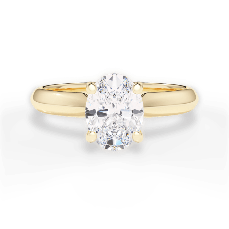 The Zoya Oval Cut 18kt Yellow Gold Solitaire Knife-Edge Engagement Ring