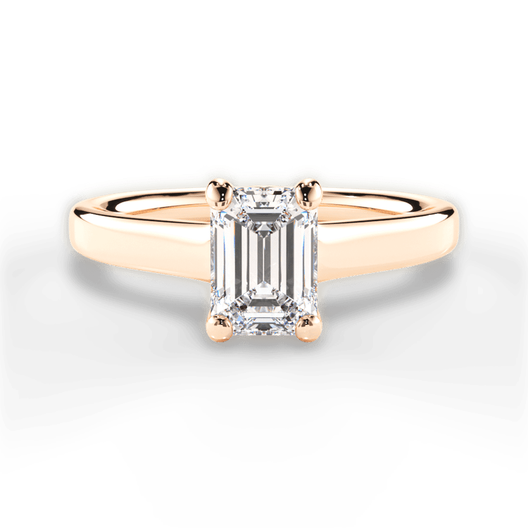 The Lily Emerald Cut 18kt Rose Gold Solitaire Tulip Cathedral Engagement Ring