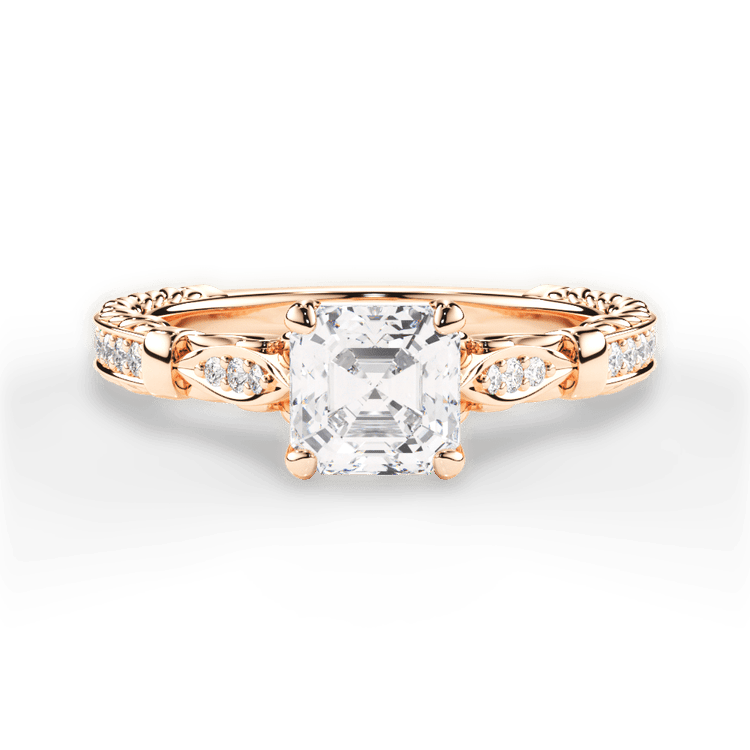 The Jolie Asscher Cut 18kt Rose Gold Braided Scroll Engagement Ring