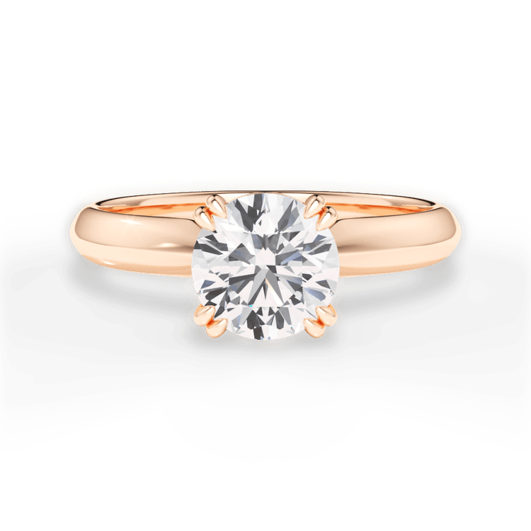 The Romie Round Cut 18kt Rose Gold Solitaire Knife-Edge Tulip Engagement Ring