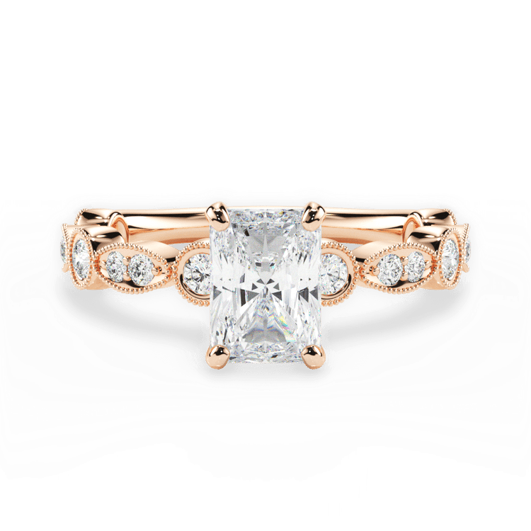 The Ciela Radiant Cut 18kt Rose Gold Split Double Band Solitaire Engagement Ring